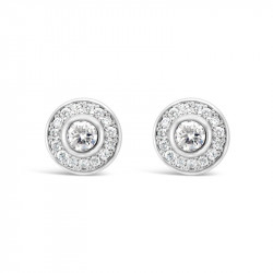 Round Halo Set Diamond Earrings, in 18ct White Gold. Tdw 0.80ct